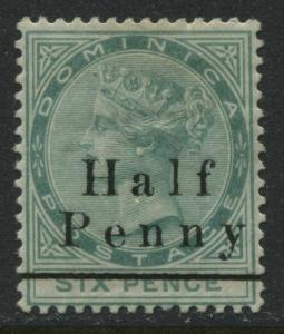 Dominica QV 1886 overprinted HALF-PENNY on 6d green mint o.g. FORGERY