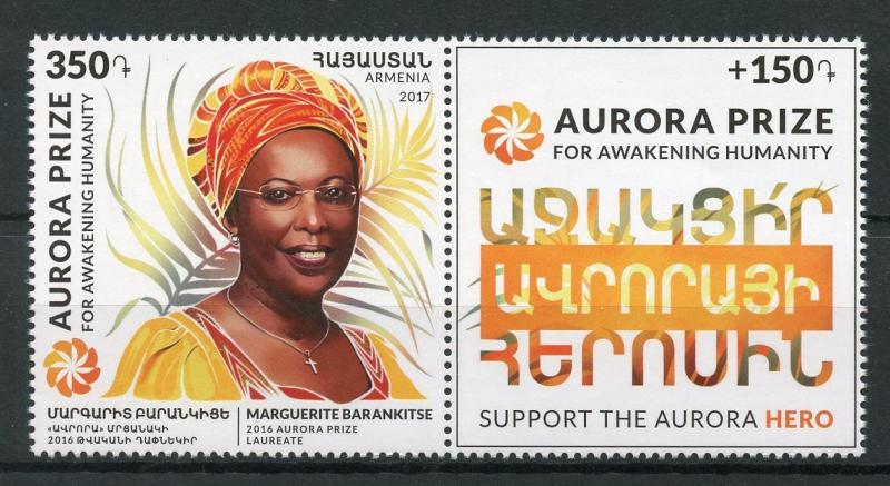 Armenia 2017 MNH Marguerite Barankitse Aurora Prize Laureate 1v + Label Stamps 