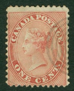 SG 29 Canada 1859. 1c pale rose. Very fine used CAT £55