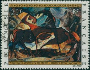 French Polynesia 1972 Sc#C89,SG160 20f Horses painting FU