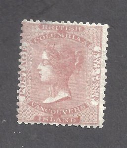 CANADA BRITISH COLUMBIA #5 MINT OG 1860 2 PENCE PERF 14 QV BS27840