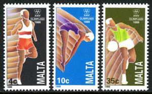 Malta 727-729, MNH. Summer Olympics, Seoul. Running, Diving, Basketball, 1988