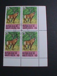 UPPER VOLTA- 1978- WWF-WORLD WILDLIFE FUND-ENDANGER ANIMAL CTO BLOCK OF 4 VF