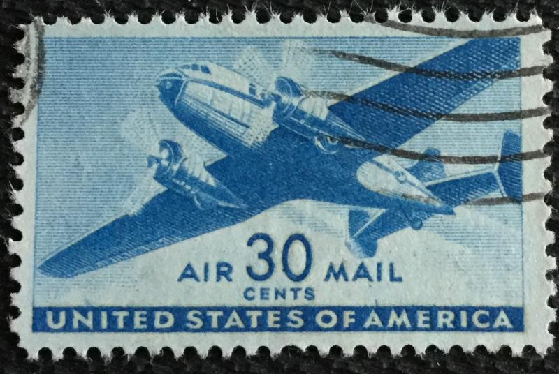 US #C30 Used Single Twin Motored Transport Plane SCV $.35 L21