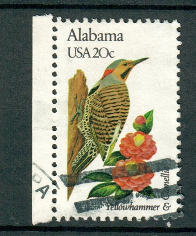 1953A Alabama Birds and Flowers used single - bullseye perf 11.25 x 11