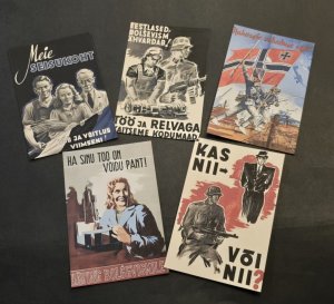 GERMAN ESTONIA ELITE LEGION PROPAGANDA MILITARY Postcard lot x 5 WW2 WWII