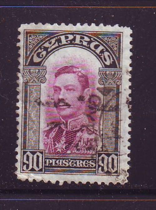 Cyprus Sc 154 1938 90 pi G VI stamp used