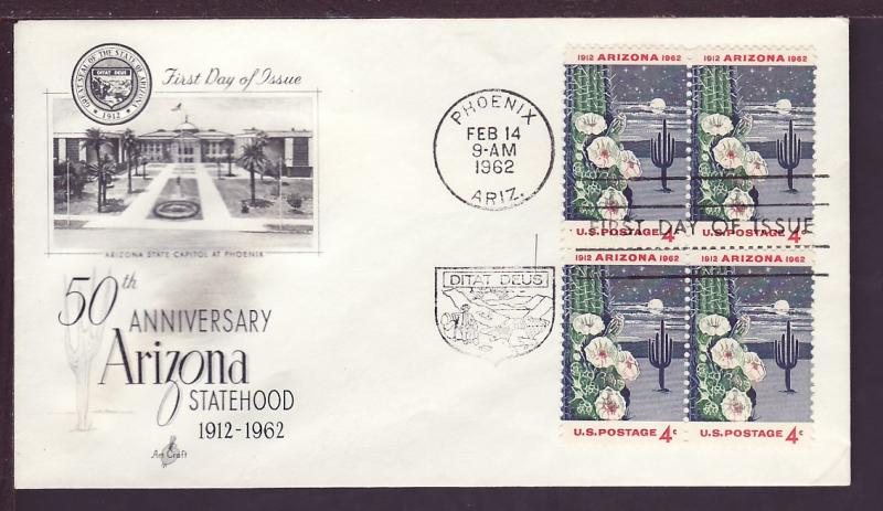 US Arizona B/4  1962 Artcraft Pencil FDC BIN 12164