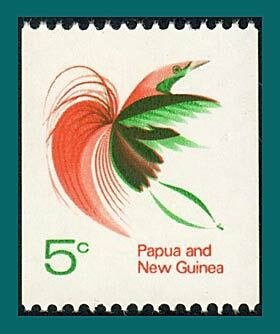 Papua New Guinea 1969 Coil, Bird of Paradise, 5c MNH #292,SG163