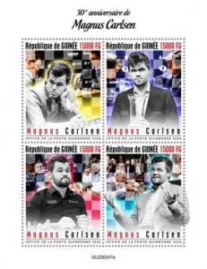 Guinea - 2020 Magnus Carlsen Chess Master - 4 Stamp Sheet - GU200247a