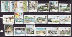 Guernsey-Sc#283-302 ex 299- id6-unused NH set-Local scenes-1984-5-