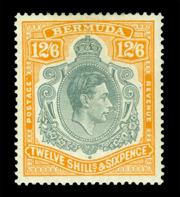 BERMUDA  1938  KGVI  12sh6p  orange & gray Scott # 127a mint MH VF