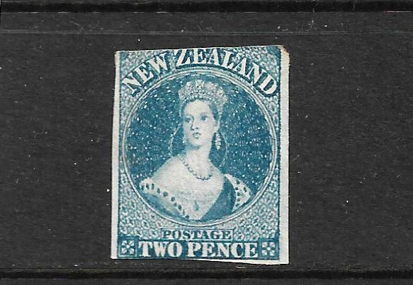 NEW ZEALAND 1862-64  2d    BLUE    FFQ  IMPERF MNG  CP A2D3  SG 36 CHALON