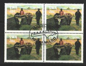 South West Africa Sc#575 Full Gum NH CTO Block of 4