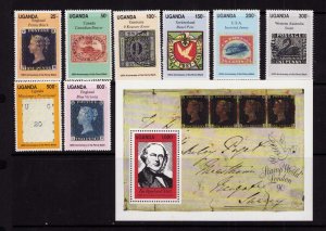 Uganda 789-796, 798 Penny Black Anniversary Stamp Set and Sheet MNH 1990