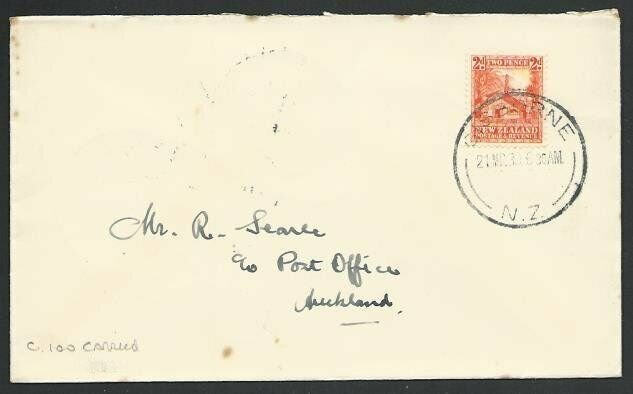 NEW ZEALAND 1939 first flight cover Gisborne to Auckland c100 carried......56771