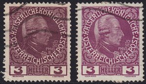 Austria - 1908 - Scott #112,112a - used - both paper types