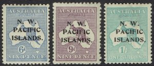 NWPI NEW GUINEA 1918 KANGAROO 6D 9D AND 1/- 3RD WMK