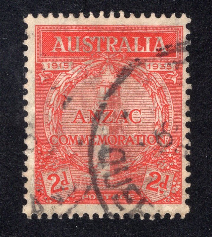 Australia 1935 2p red Cenotaph, Scott 150 used, value = 50c