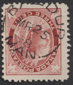 Canada Manitoba Postmark SON Baldur MAN Split Ring MR 25 98 #69 3c Victoria Leaf