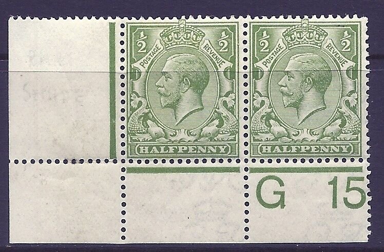 N14(9) ½d Dull Yellow (Apple) Green Control G 15 perf MOUNTED MINT