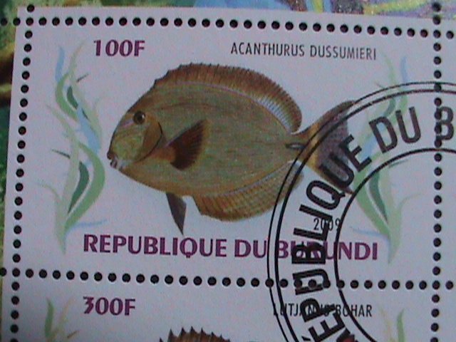 ​BURUNDI-2009- COLORFUL LOVELY BEAUTIFUL TROPICAL FISHES CTO SHEET VF-NO.2