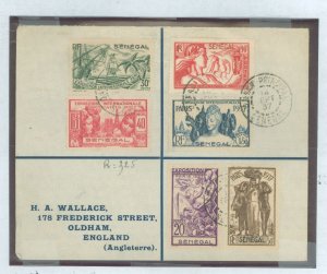 Senegal 172-177 registered cover, senegal to england