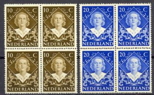 Netherlands Sc# 304-305 MNH block/4 1948 Queen Juliana