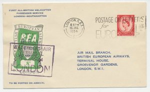 Cover / Postmark GB / UK 1954 Helicopter Passenger Service