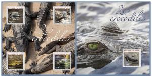 NIGER 2014 2 SHEETS nig14310ab CROCODILES ALLIGATORS REPTILE