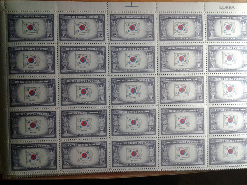 SCOTT # 921 KOREA MINT NEVER HINGED W/ MARKINGS OVERRUN COUNTRY BLOCK OF 25 !!