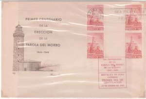 1949 Cuba Stamps Sc 432 Fort El Morro Lighthouse Block 4 FDC