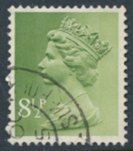 GB  Machin 8½p SG X881  2 bands  Used SC# MH65  see scans & details