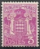 Monaco   62 Mint OG 1933 3c brt vio Coat of Arms