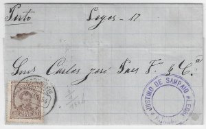 Portugal cover ANADIA Jan 1884 to PORTO D. Luis 25 Reis Sc#60 YT#59 SG#212 Mf#57