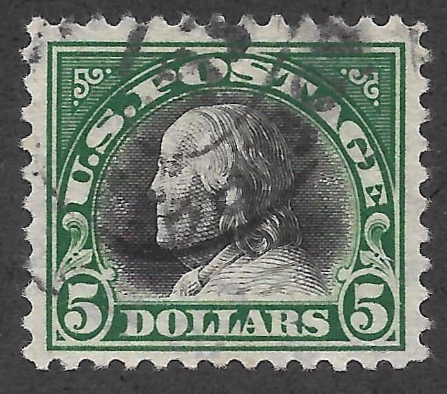 Doyle's_Stamps: Clean Postally Used $5.00 Franklin Scott #524 -- Strong Color