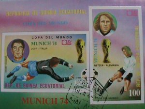 1974: GUINEA EQUATORIAL: MUNICH'74 WORLD CUP : ITALY & ALEMANIA: CTO S/S SHEET.