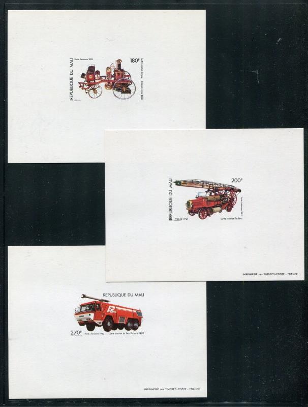 Mali C455-7 perforated & imperforate + deluxe sheets MNH Fire Trucks 1982 x29971