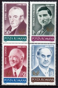 Romania 1986 Famous Men Complete Mint MNH Set SC 3411-3414