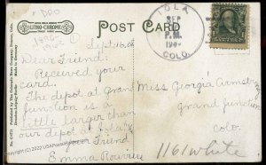 USA 1908 IOLA Gunnison Colorado DPO Eagle River  4-Bar Cover 94303