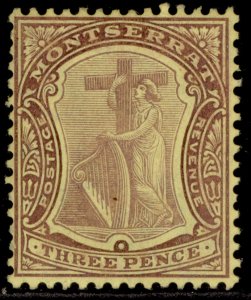 MONTSERRAT EDVII SG40, 3d purple/yellow, M MINT. 