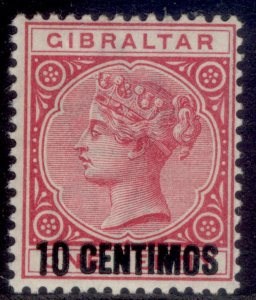 GIBRALTAR QV SG16, 10c on 1d rose, LH MINT. Cat £15.