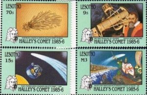 Lesotho 1986 - Halleys Comet Space - Set of 4 Stamps - Scott #526-9 - MNH