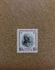 1938 $1 President Woodrow Wilson, Purple & Black Scott 832 Mint F/VF NH