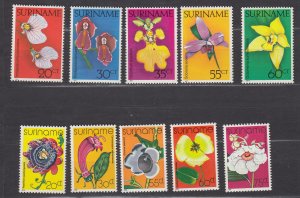 J39818, JL Stamps 1977-8 surinam sets mnh #460-4, 484-8 flowers