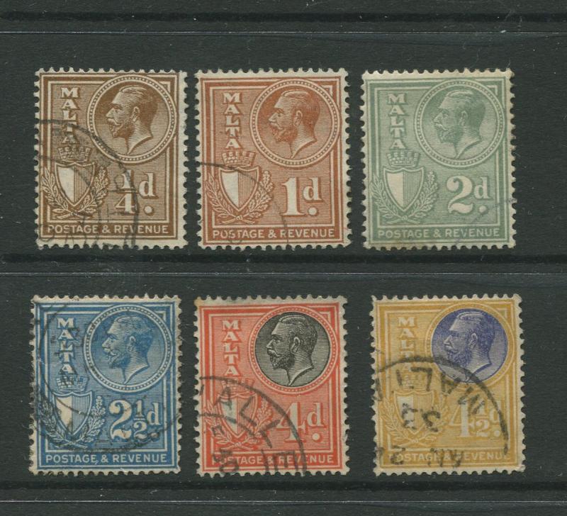 STAMP STATION PERTH: Malta #135,138+ VFU 1926  6 Stamps from the Set