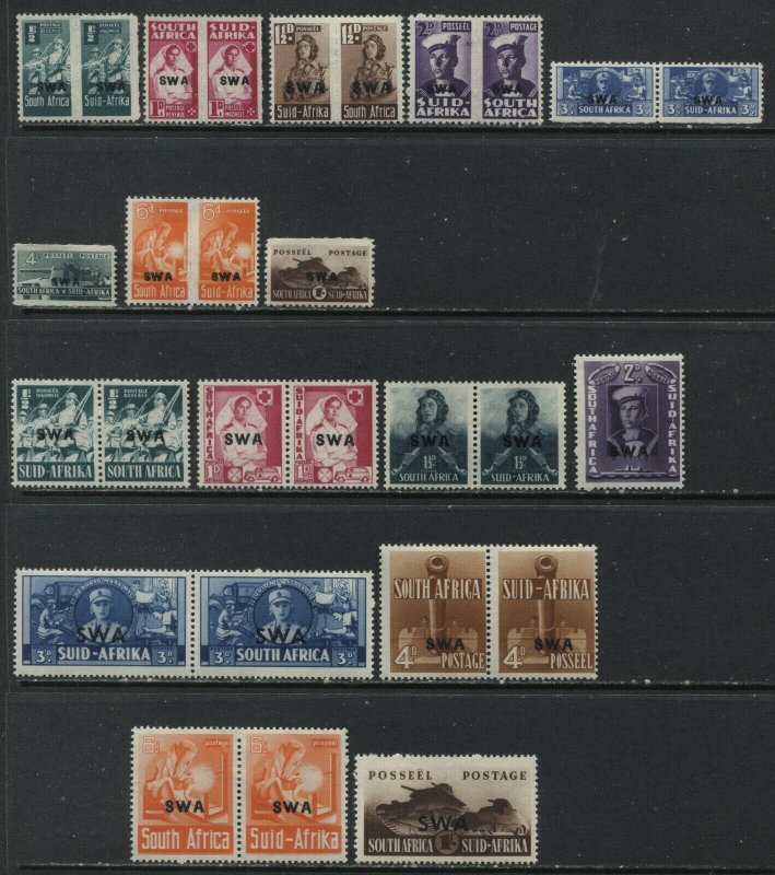 South West Africa 1941-45 overprinted sets large and small mint o.g. hinged 