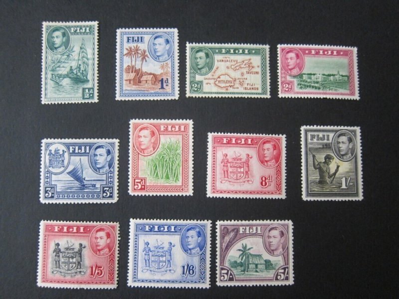 Fiji 1938 Sc 117,118,120-22,124,126-128a,131 MH