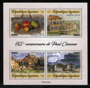 TOGO 2023 185th ANNIVERSARY OF PAUL CEZANNE PAINTINGS SHEET MINT NH