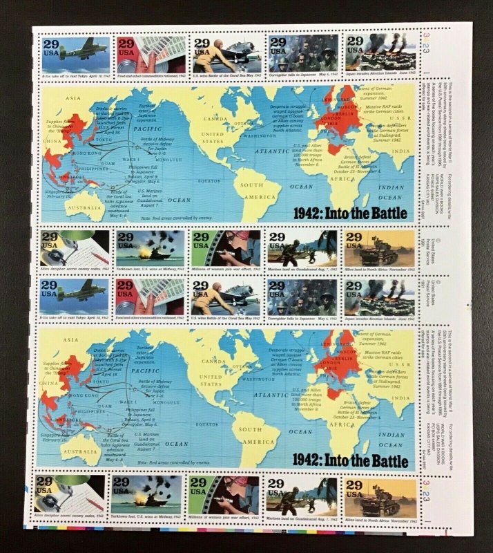 2559-2981  World War II 1941-1945  Full set of 5 sheets  FV $29.60
